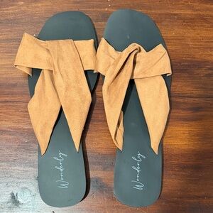 Wonderly Women's Brown Sandals with Bow Detail